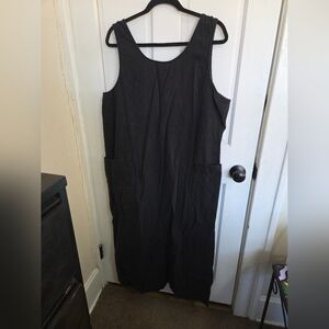 Black Sleeveless Midi Pinafore with Pockets